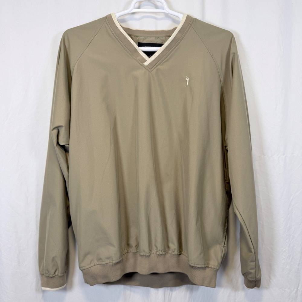 Austin Golf Pullover Windbreaker V-Neck Tan Embroidered Logo Mens Size L